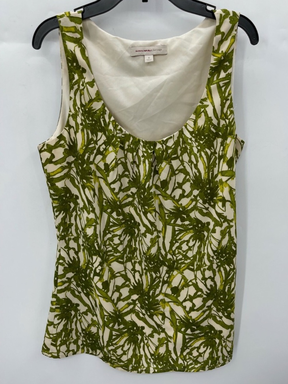 Banana Republic Heritage Top Womens Small Green Floral, size small, EUC